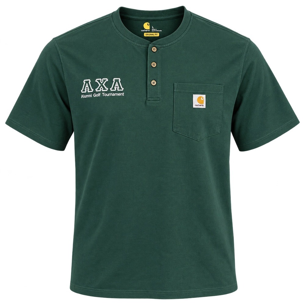 Carhartt Henley Shirt Mens XL Green New AXA Alumni Golf Tournament Pocket Tee